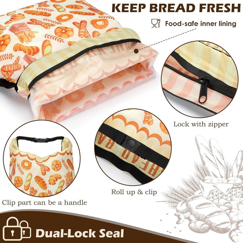 Revahope 2 Pack Reusable Bread Bags for Homemade Bread, 17"×13" Sourdough Bread Storage Bags with Bowl Cover - Keep Loaf Fresh and Easy to Wash(Yellow Buns Style) - Image 3